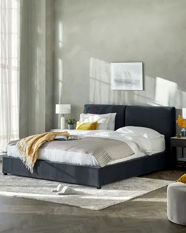 2 cushioned headboard super king velvet hydraulic bed