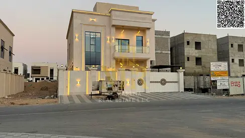 Luxury villa for sale in Al Helio 2. Elegant design featuring 5 spacious bedrooms and ultra-luxurious finishes in a strategic location in Ajman 🏡✨