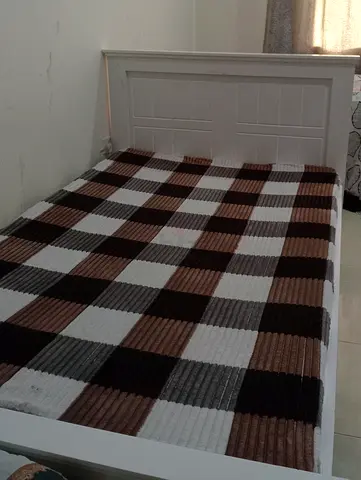 White Wooden Single Bed Frame with Headboard - Good Condition