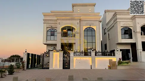 Luxury villa for sale in Al Helio 2. Elegant design featuring 6 spacious bedrooms and ultra-luxurious finishes in a strategic location in Ajman 🏡✨