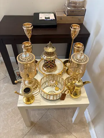 11 Decorative Gold Arabic Coffee/Tea Set with Serving Accessories