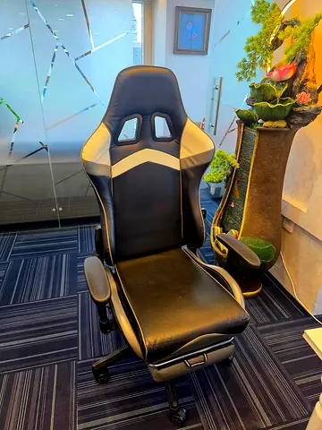 Black and Beige Ergonomic Gaming/Office Recliner Chair with Footrest