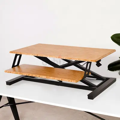 ***Fully - Cooper standing desk riser - bamboo top with black metal frame