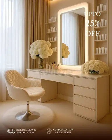Luxury Custom Dressing Table with Elegant Design  Smart Storage Solutions