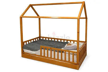 Wooden House-Style Toddler Bed / Floor Montessori Bed - Solid Pine