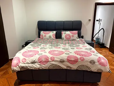 Queen/King Upholstered Bed Frame with Headboard and Matching bedside tables