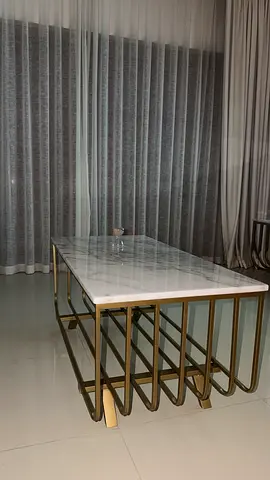 Marble Top Side Table with Gold Metal Frame