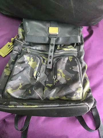 Tumi Cypress Roll Top KHAKI Green CAMO  BLACK Ballistic Nylon Backpack