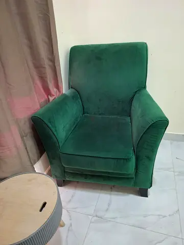 Green Velvet Accent Armchair - Good Condition 2 seats