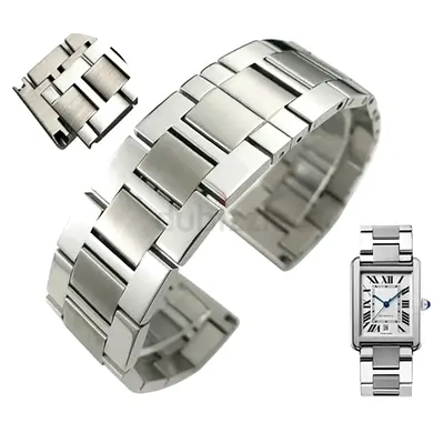 Solid Stainless Steel Watch Strap for Cartier Tank London Solo Claire Men Steel Watch