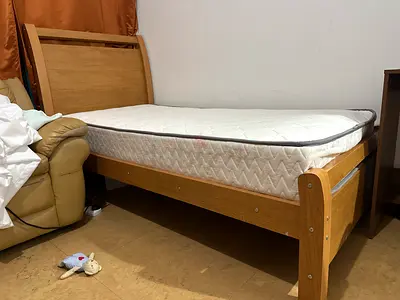 Single Wooden Bed Frame with Mattress