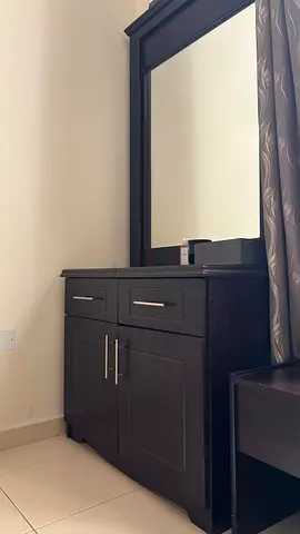 Dark Wood Dresser with Large Mirror - Good Condition