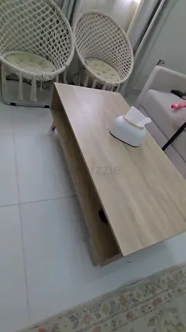 Light wood rectangular coffee table with lower shelf - gently used with two foldable chairs