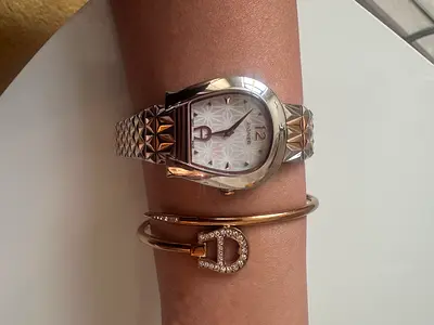 Elegant Aigner stainless steel womens watch with bangles