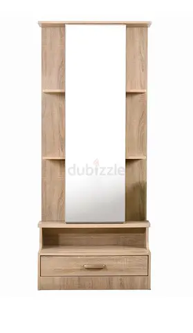 Wooden Wall-Mounted Mirror Unit with Shelf and Drawer (Home Box)