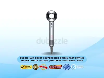 Dyson Hair Dryer | Supersonic Origin Fast Drying Dryer | White / Silver | Delivery Available | HD08