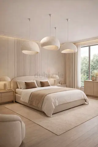 Neutral Beige Bedroom Set with Bed,