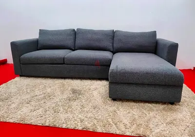 3-seat sofa-bed with chaise longue, Gunnared medium grey