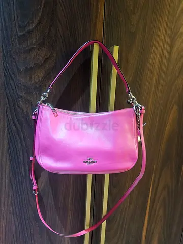 Pink Coach Leather Shoulder Bag with Crossbody Strap, 2time used