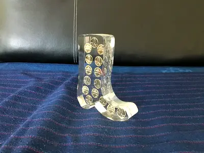 Vintage 1975 Lucite-Encased Gold Pennies Paper Weight