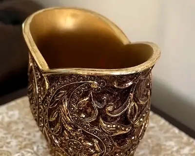 Ornate Gold Floral Decorative Vase / Planter