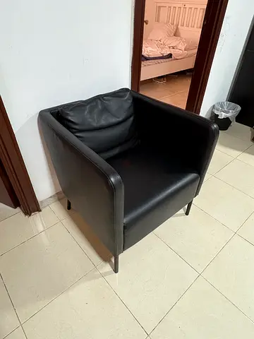 Black Faux Leather Armchair - Modern Single Seater - 2 piece available