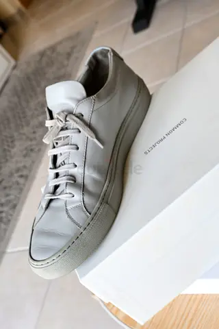 Used Common Projects grey  leather sneakers from level shoes with bill