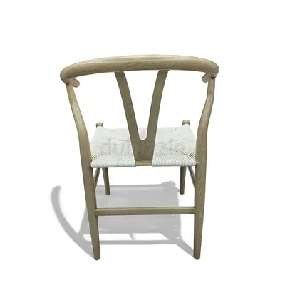 Wishbone-Style Dining Chair with Woven Seat Metal Frame
