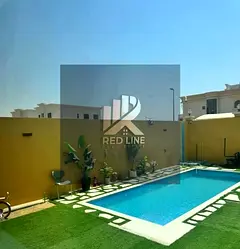 Luxury villa for rent in Al-Hawshi – 5 master bedrooms + pool and garden | Prime location 🌟