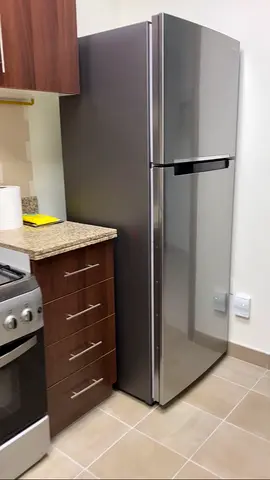 Gray top-freezer refrigerator - good condition