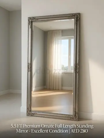 5.5 ft Ornate Full-Length Standing Mirror - Silver Frame
