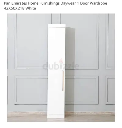 Slim White Tall Storage Cabinet with Handle