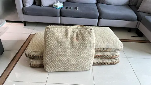 Set of 6 Beige Floor Cushions - Good Condition