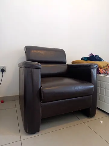 Dark Brown Leather Armchair - Comfortable Single Seat