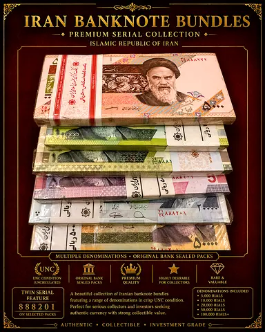 6 Twin Serial Iranian Banknote Bundles 🇮🇷
Same Serial | Premium UNC Collection