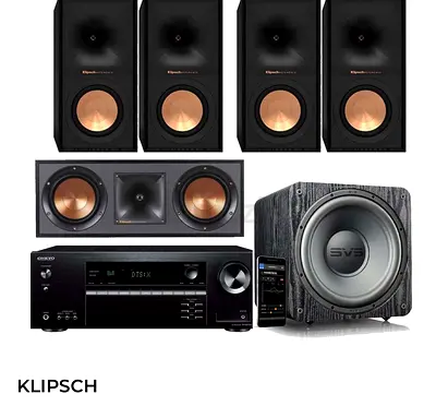 5.1 Channel home theater system (Klipsch 5 channel speaker + SVS sub woofer + Onkyo AVR)