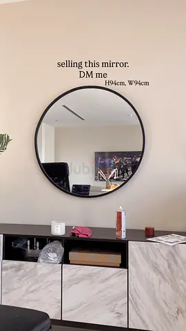 Round Wall Mirror with Black Frame – 94cm W x 94cm H