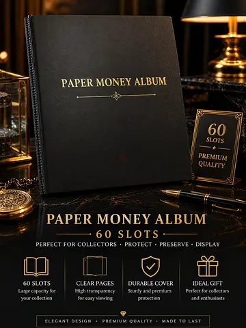👉 Premium Banknote Album 📒 Available in 40  60 Slots | Clear Pages