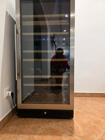Wine Fridge - 45+ bottles wine cooler / 2 zones - stainless frame, wooden shelves