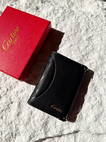 Cartier black leather cardholder/wallet with original box