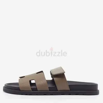 Authentic Hermès Chypre Size 43 Brown Leather Flat Sandals