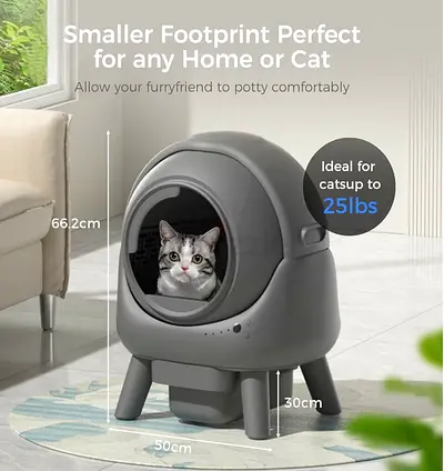 Automatic Self-Cleaning Cat Litter Box (Grey) - Smart Odor Control