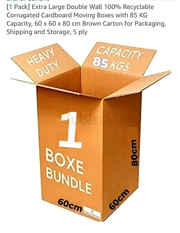 Extra Large Double Wall 100% Recyclable Corrugated Cardboard Moving Boxes - 2 boxes