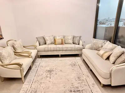 Cream 4-piece Living Room Sofa Set with Accent Cushions-only 1 month use