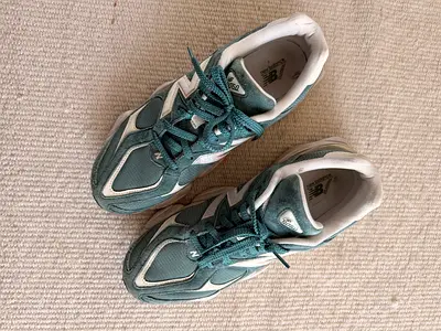 New Balance 9060 teal/gray sneakers - lightly used, size 44.5