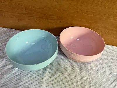 Ceramic Serving Bowls (Light Blue  Pink)
