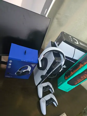 Pair of Sony PS5 DualSense Wireless Controllers — White (Used)