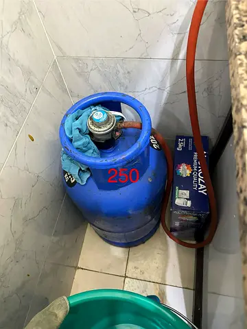 Blue LPG Gas Cylinder with half gas
