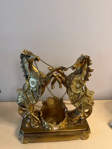 Decorative Double Horse Figurine Sculpture status with Trays (wine rack) (original price 600)