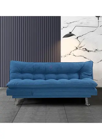 Blue Convertible Sofa Bed - Compact 3-Seater